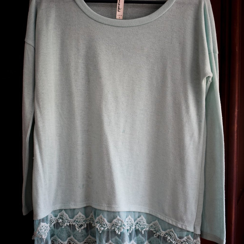 Turquoise Long Sleeved Lace Tunic